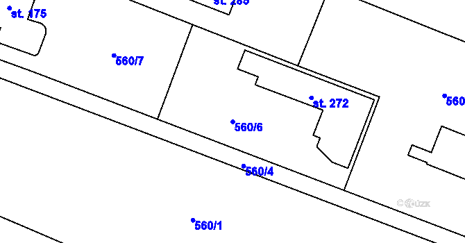 Parcela st. 560/6 v KÚ Malešín, Katastrální mapa