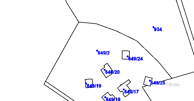 Parcela st. 649/2 v KÚ Malešín, Katastrální mapa