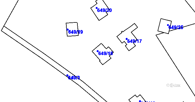 Parcela st. 649/18 v KÚ Malešín, Katastrální mapa