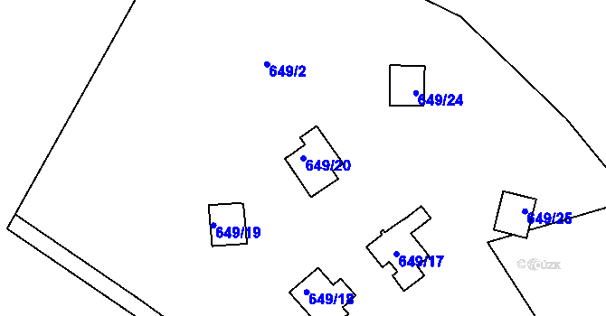 Parcela st. 649/20 v KÚ Malešín, Katastrální mapa