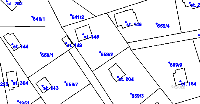 Parcela st. 659/2 v KÚ Malešín, Katastrální mapa