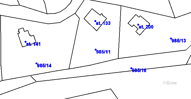 Parcela st. 985/11 v KÚ Malešín, Katastrální mapa
