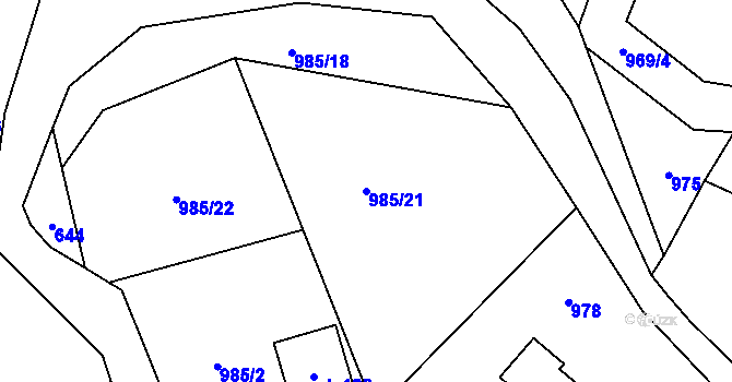Parcela st. 985/21 v KÚ Malešín, Katastrální mapa