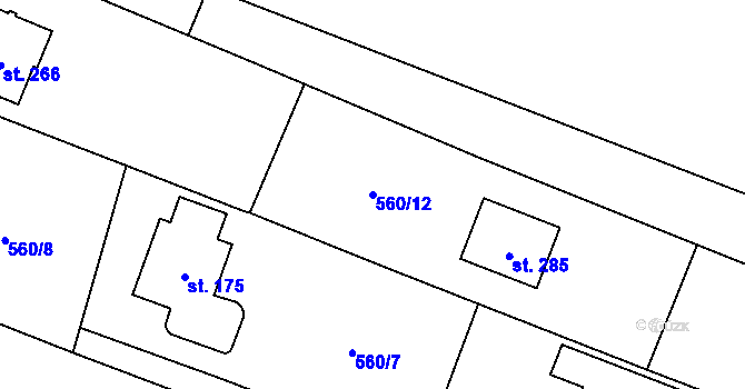 Parcela st. 560/12 v KÚ Malešín, Katastrální mapa