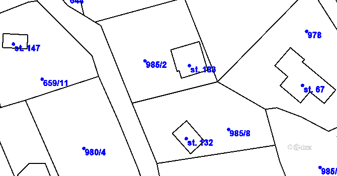 Parcela st. 985/25 v KÚ Malešín, Katastrální mapa