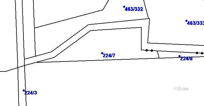 Parcela st. 224/7 v KÚ Malešín, Katastrální mapa