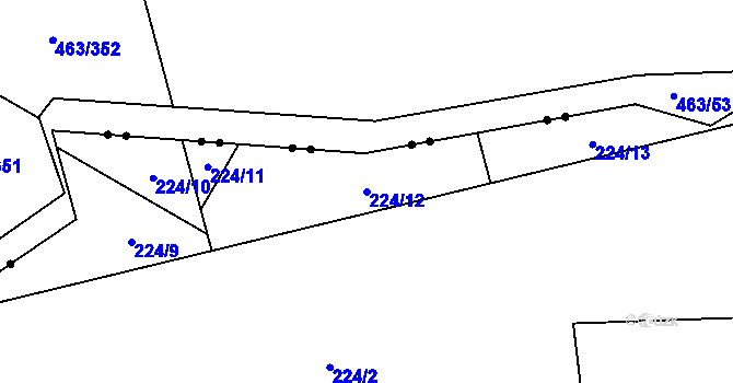 Parcela st. 224/12 v KÚ Malešín, Katastrální mapa