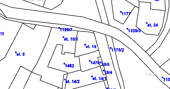 Parcela st. 16 v KÚ Řehlovice, Katastrální mapa