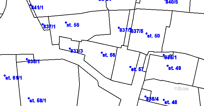 Parcela st. 56 v KÚ Řehlovice, Katastrální mapa