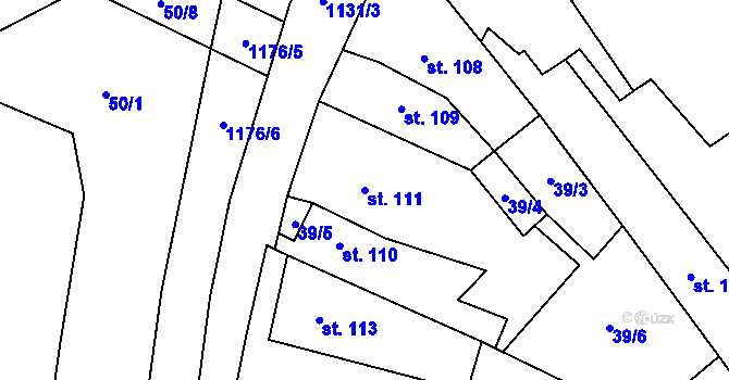 Parcela st. 111 v KÚ Řehlovice, Katastrální mapa