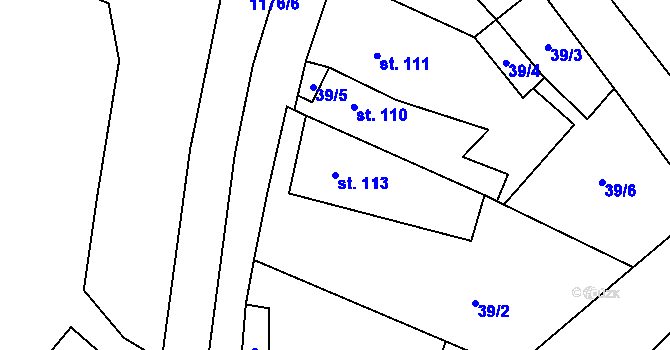Parcela st. 113 v KÚ Řehlovice, Katastrální mapa