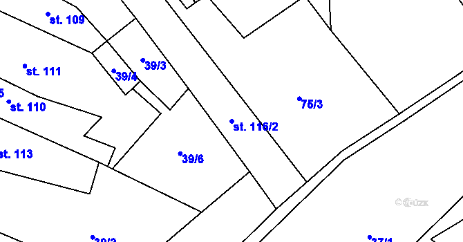 Parcela st. 116/2 v KÚ Řehlovice, Katastrální mapa