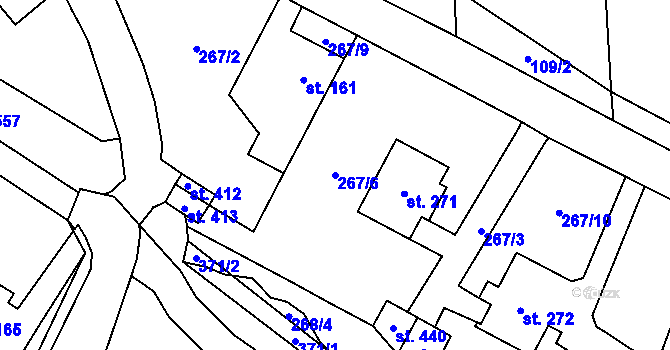 Parcela st. 267/6 v KÚ Řehlovice, Katastrální mapa