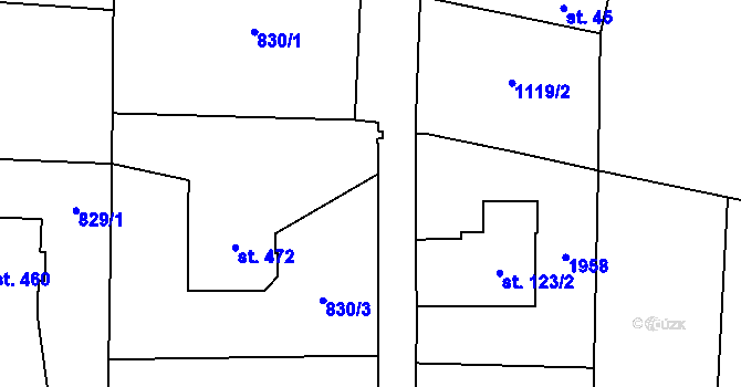 Parcela st. 1163/3 v KÚ Řehlovice, Katastrální mapa