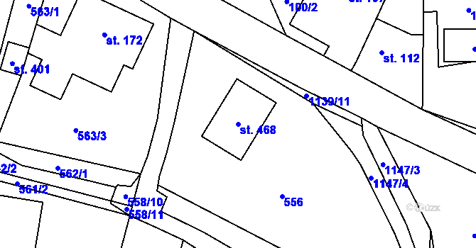 Parcela st. 468 v KÚ Řehlovice, Katastrální mapa
