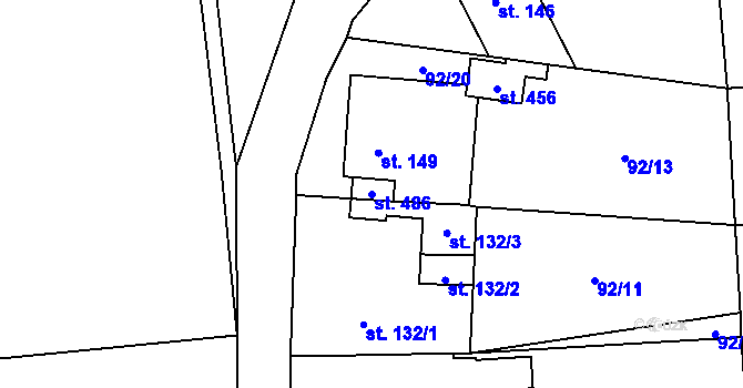 Parcela st. 486 v KÚ Řehlovice, Katastrální mapa
