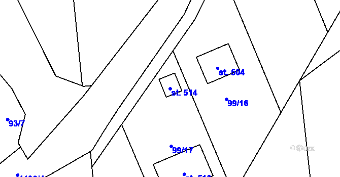 Parcela st. 514 v KÚ Řehlovice, Katastrální mapa