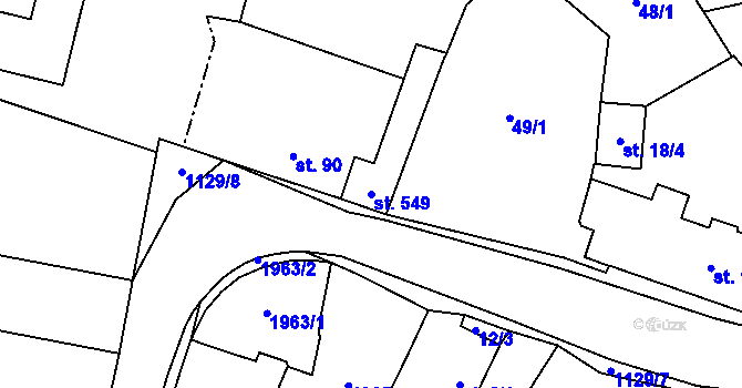 Parcela st. 549 v KÚ Řehlovice, Katastrální mapa
