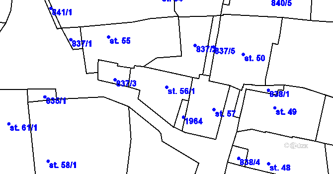 Parcela st. 56/1 v KÚ Řehlovice, Katastrální mapa