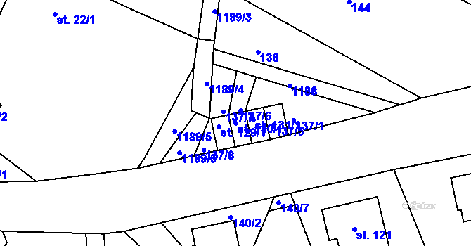 Parcela st. 130/1 v KÚ Řehořov, Katastrální mapa