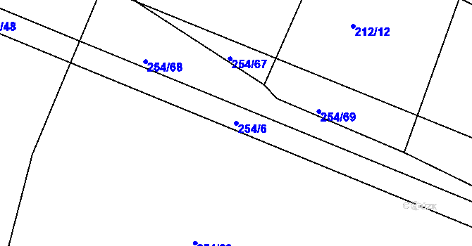 Parcela st. 254/6 v KÚ Řehořov, Katastrální mapa