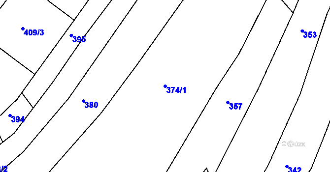 Parcela st. 374/1 v KÚ Řehořov, Katastrální mapa