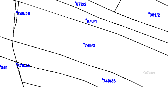 Parcela st. 749/3 v KÚ Řehořov, Katastrální mapa