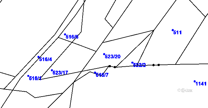 Parcela st. 523/20 v KÚ Řehořov, Katastrální mapa