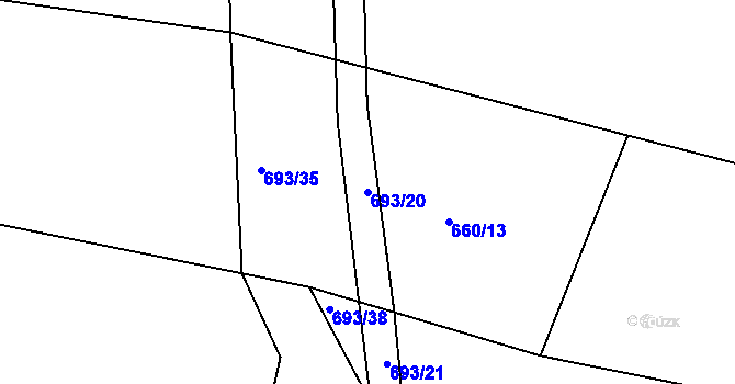Parcela st. 693/20 v KÚ Řehořov, Katastrální mapa
