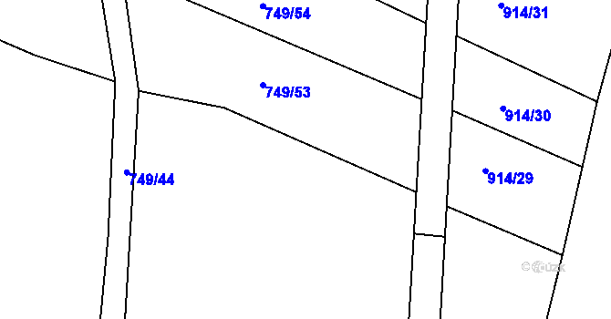 Parcela st. 749/56 v KÚ Řehořov, Katastrální mapa