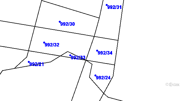 Parcela st. 992/34 v KÚ Řehořov, Katastrální mapa