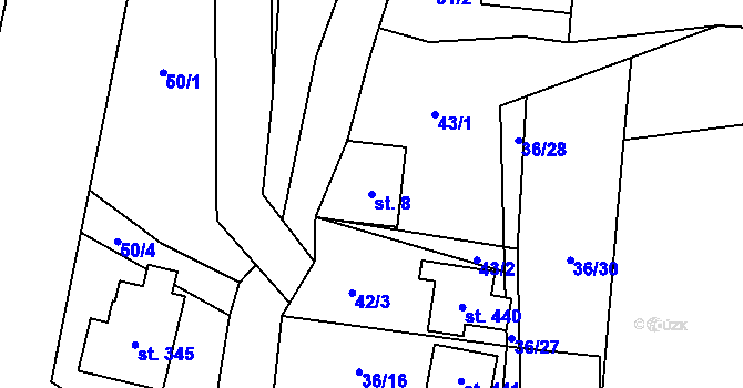 Parcela st. 8 v KÚ Řeka, Katastrální mapa