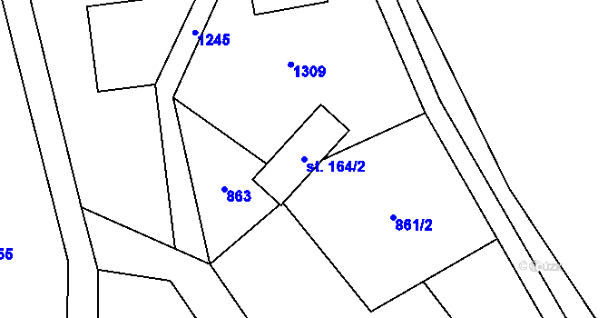 Parcela st. 164/2 v KÚ Řeka, Katastrální mapa