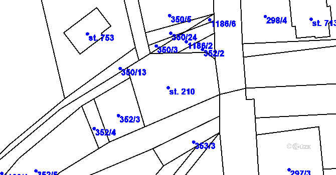 Parcela st. 210 v KÚ Řeka, Katastrální mapa