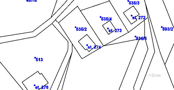 Parcela st. 274 v KÚ Řeka, Katastrální mapa