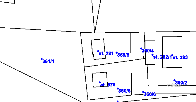 Parcela st. 281 v KÚ Řeka, Katastrální mapa