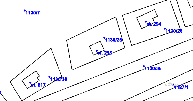 Parcela st. 293 v KÚ Řeka, Katastrální mapa