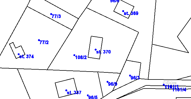 Parcela st. 370 v KÚ Řeka, Katastrální mapa