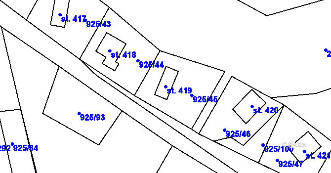 Parcela st. 419 v KÚ Řeka, Katastrální mapa