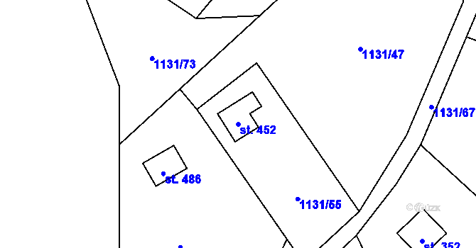 Parcela st. 452 v KÚ Řeka, Katastrální mapa