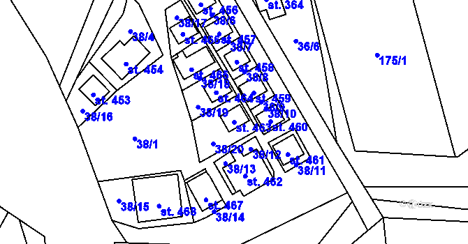 Parcela st. 463 v KÚ Řeka, Katastrální mapa