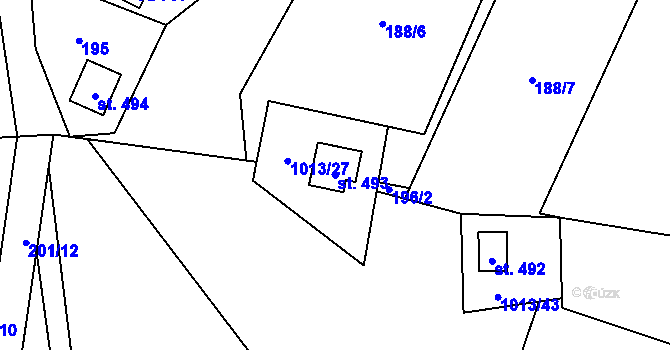Parcela st. 493 v KÚ Řeka, Katastrální mapa