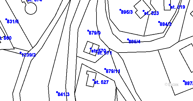 Parcela st. 571 v KÚ Řeka, Katastrální mapa