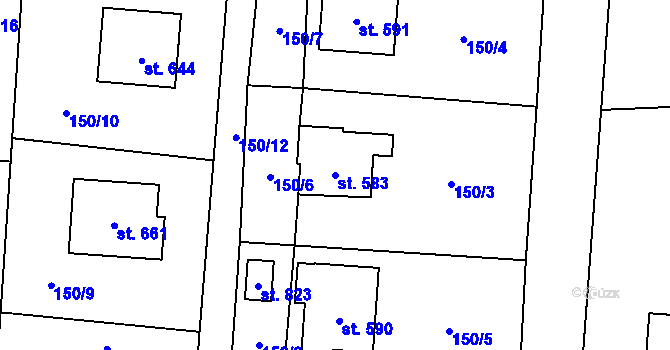 Parcela st. 583 v KÚ Řeka, Katastrální mapa