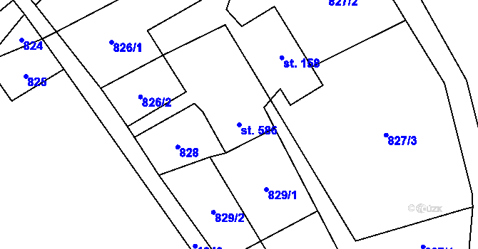 Parcela st. 586 v KÚ Řeka, Katastrální mapa