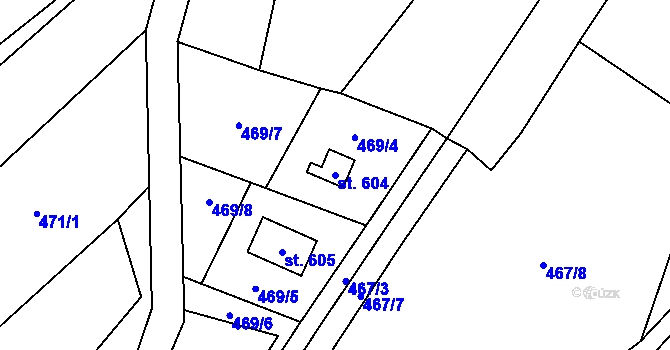 Parcela st. 604 v KÚ Řeka, Katastrální mapa