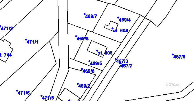 Parcela st. 605 v KÚ Řeka, Katastrální mapa