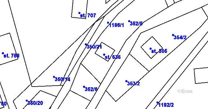 Parcela st. 636 v KÚ Řeka, Katastrální mapa