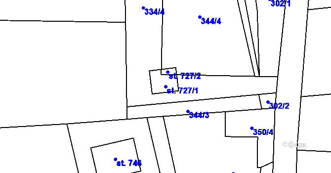 Parcela st. 727/1 v KÚ Řeka, Katastrální mapa