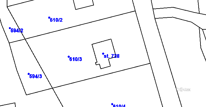 Parcela st. 728 v KÚ Řeka, Katastrální mapa